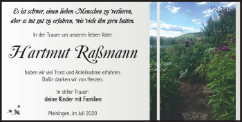 Traueranzeige von Hartumt Raßmann von Südthüringer Presse