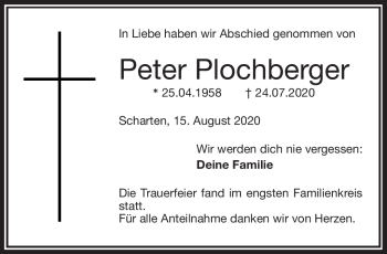 Traueranzeige von Peter Plochberger von Frankenpost