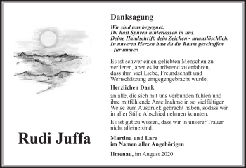 Traueranzeige von Rudi Juffa von Südthüringer Presse