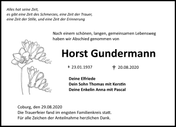 Traueranzeige von Horst Gundermann von Neue Presse Coburg