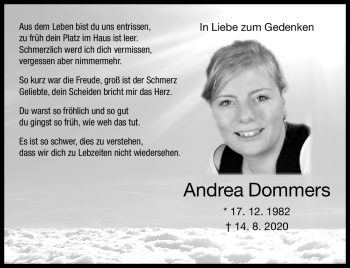 Traueranzeige von Andrea Dommers von Neue Presse Coburg