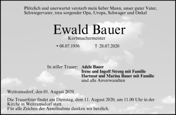 Traueranzeige von Ewald Bauer von Neue Presse Coburg