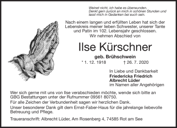 Traueranzeige von Ilse Kürschner von Neue Presse Coburg