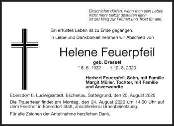 Traueranzeige von Helene Feuerpfeil von Neue Presse Coburg