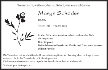 Traueranzeige von Margit Schöder von Südthüringer Presse