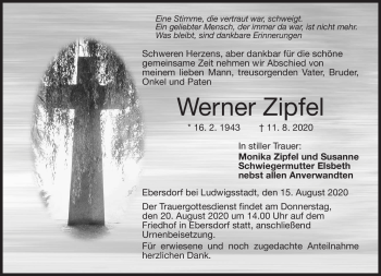 Traueranzeige von Werner Zipfel von Neue Presse Coburg