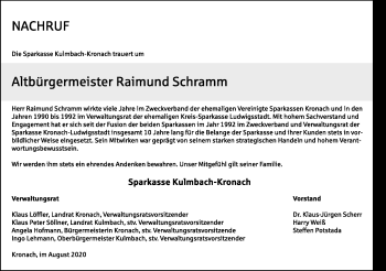 Traueranzeige von Raimund Schramm von Frankenpost