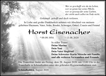 Traueranzeige von Horst Eisenacher von Südthüringer Presse