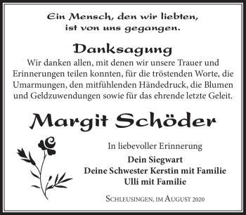Traueranzeige von Margit Schöder von Südthüringer Presse