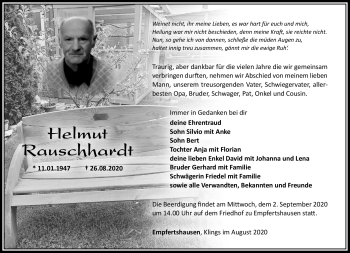 Traueranzeige von Helmut Rauschhardt von Südthüringer Presse