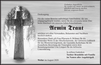 Traueranzeige von Armin Traut von Südthüringer Presse