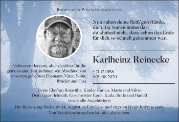 Traueranzeige von Karlheinz Reinecke von Südthüringer Presse