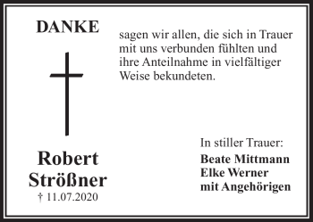 Traueranzeige von Robert Strößner von Frankenpost