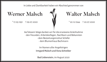 Traueranzeige von WernerWalter MalschMalsch von Südthüringer Presse