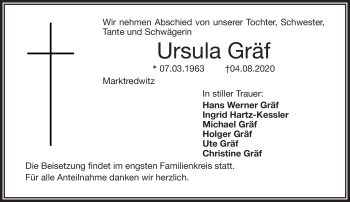 Traueranzeige von Ursula Gräf von Frankenpost