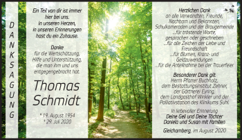 Traueranzeige von Thomas Schmidt von Südthüringer Presse