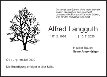 Traueranzeige von Alfred Langguth von Neue Presse Coburg