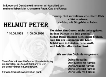 Traueranzeige von Helmut Peter von Frankenpost