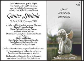 Traueranzeige von Günter Switala von Südthüringer Presse
