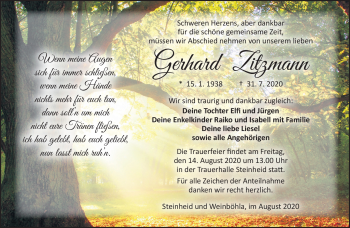 Traueranzeige von Gerhard Zitzmann von Südthüringer Presse