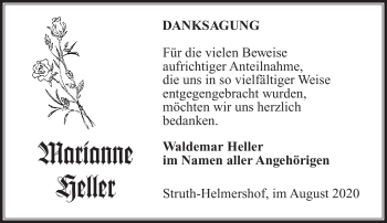 Traueranzeige von Marianne Heller von Südthüringer Presse
