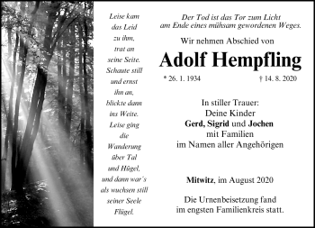 Traueranzeige von Adolf Hempfling von Neue Presse Coburg