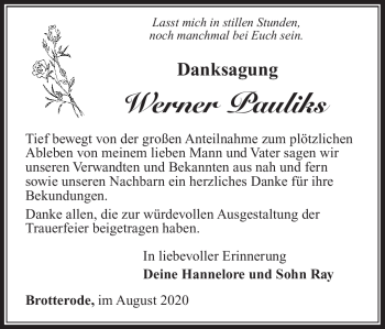 Traueranzeige von Werner Pauliks von Südthüringer Presse