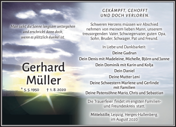 Traueranzeige von Gerhard Müller von Südthüringer Presse