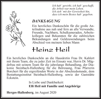 Traueranzeige von Heinz Heil von Südthüringer Presse