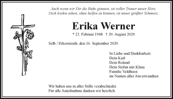 Traueranzeige von Erika Werner von Frankenpost