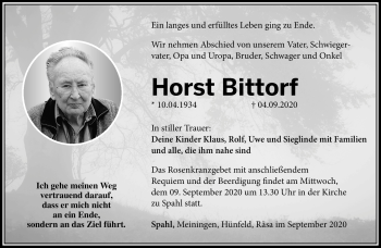 Traueranzeige von Horst Bittrof von Südthüringer Presse