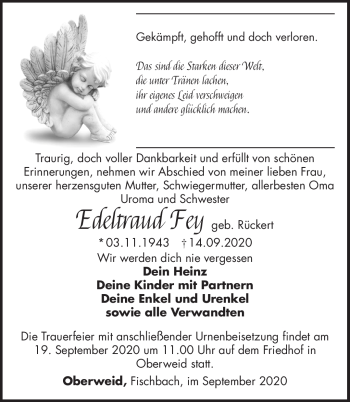 Traueranzeige von Edeltraud Fey von Südthüringer Presse