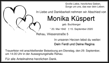 Traueranzeige von Monika Küspert von Frankenpost