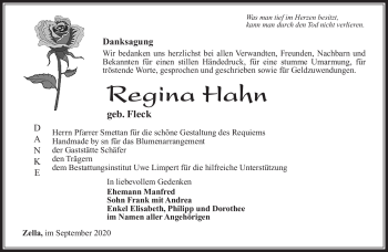 Traueranzeige von Regina Hahn von Südthüringer Presse