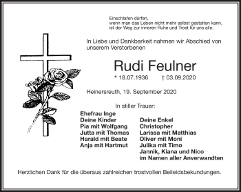 Traueranzeige von Rudi Feulner von Frankenpost