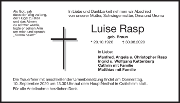 Traueranzeige von Luise Rasp von Frankenpost