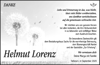 Traueranzeige von Helmut Lorenz von Südthüringer Presse