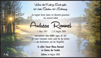 Traueranzeige von Andreas Rommel von Südthüringer Presse