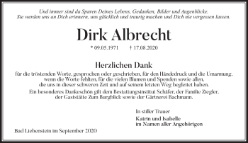 Traueranzeige von Dirk Albrecht von Südthüringer Presse