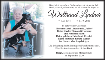 Traueranzeige von Waltraud Lidnner von Südthüringer Presse