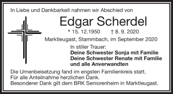 Traueranzeige von Edgar Scherdel von Frankenpost