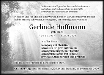 Traueranzeige von Gerlinde Hoffmann von Südthüringer Presse