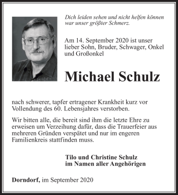 Traueranzeige von Michael Schulz von Südthüringer Presse