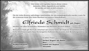 Traueranzeige von Elfriede Schmidt von Südthüringer Presse