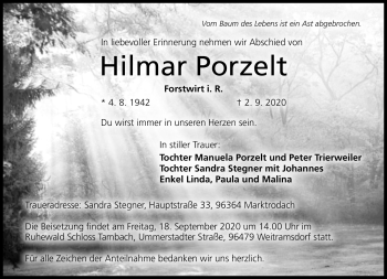 Traueranzeige von Hilmar Porzelt von Neue Presse Coburg