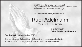 Traueranzeige von Rudi Adelmann von Neue Presse Coburg