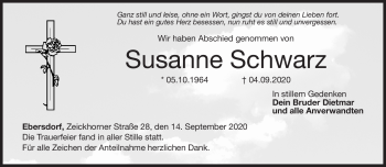 Traueranzeige von Susanne Schwarz von Neue Presse Coburg