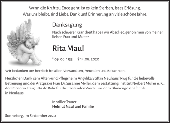 Traueranzeige von Rita Maul von Südthüringer Presse