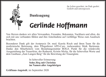 Traueranzeige von Gerlinde Hofmann von Südthüringer Presse
