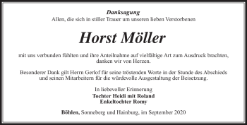 Traueranzeige von Horst Möller von Südthüringer Presse